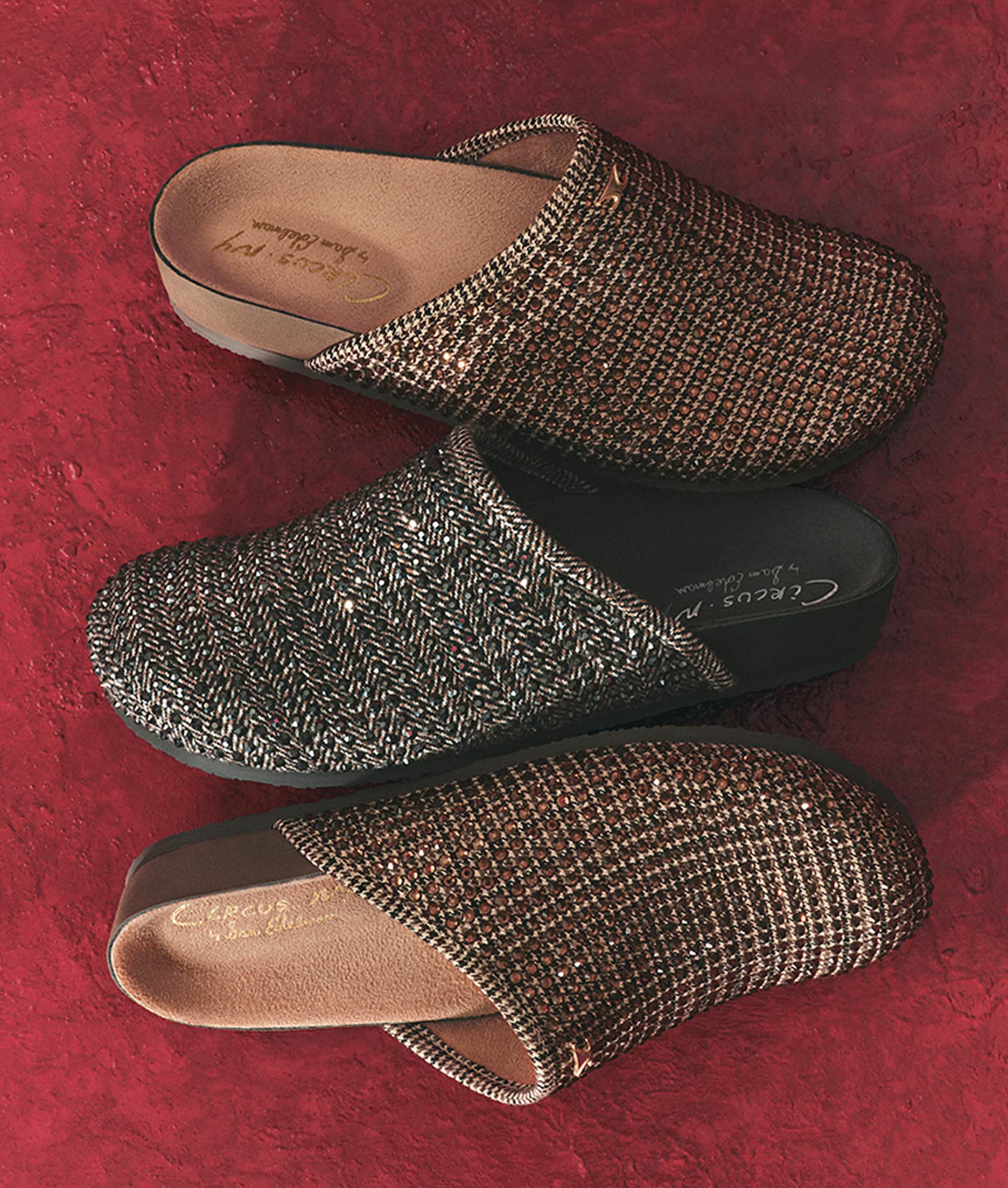 glitzy shoes for the holidays featuring the sabina clog