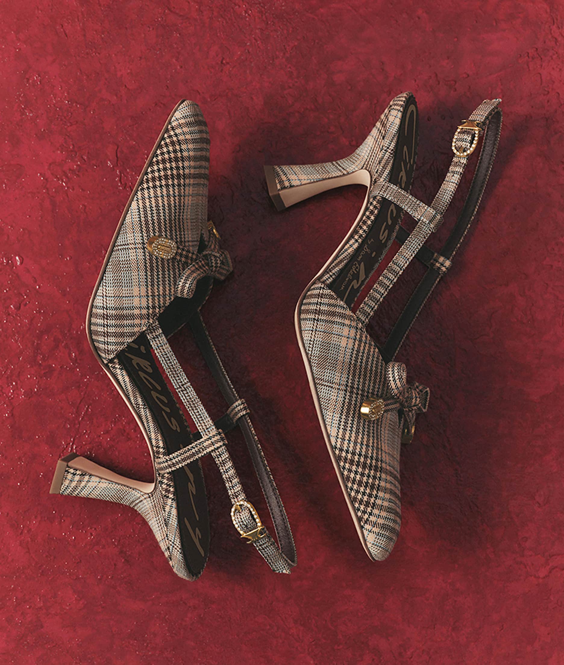 plaid shoes featuring the monica slingback pump