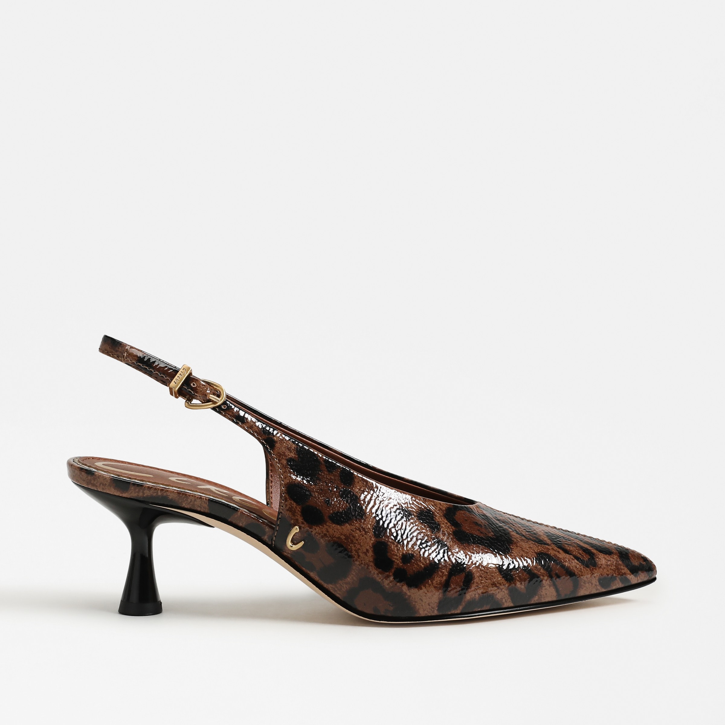 heels featuring the fawn slingback pointed toe pump in leopard