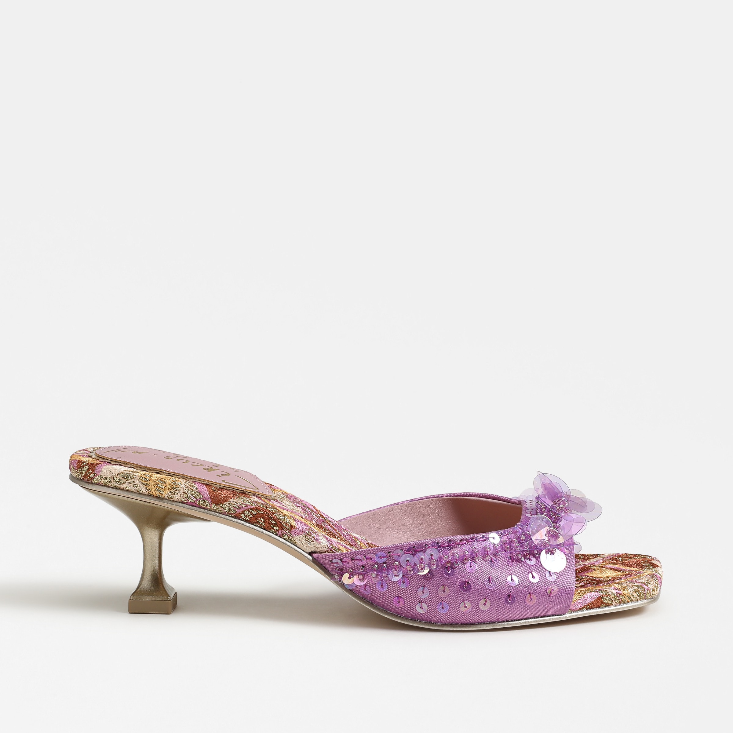 sandals featuring the juliana in sequin spring lilac