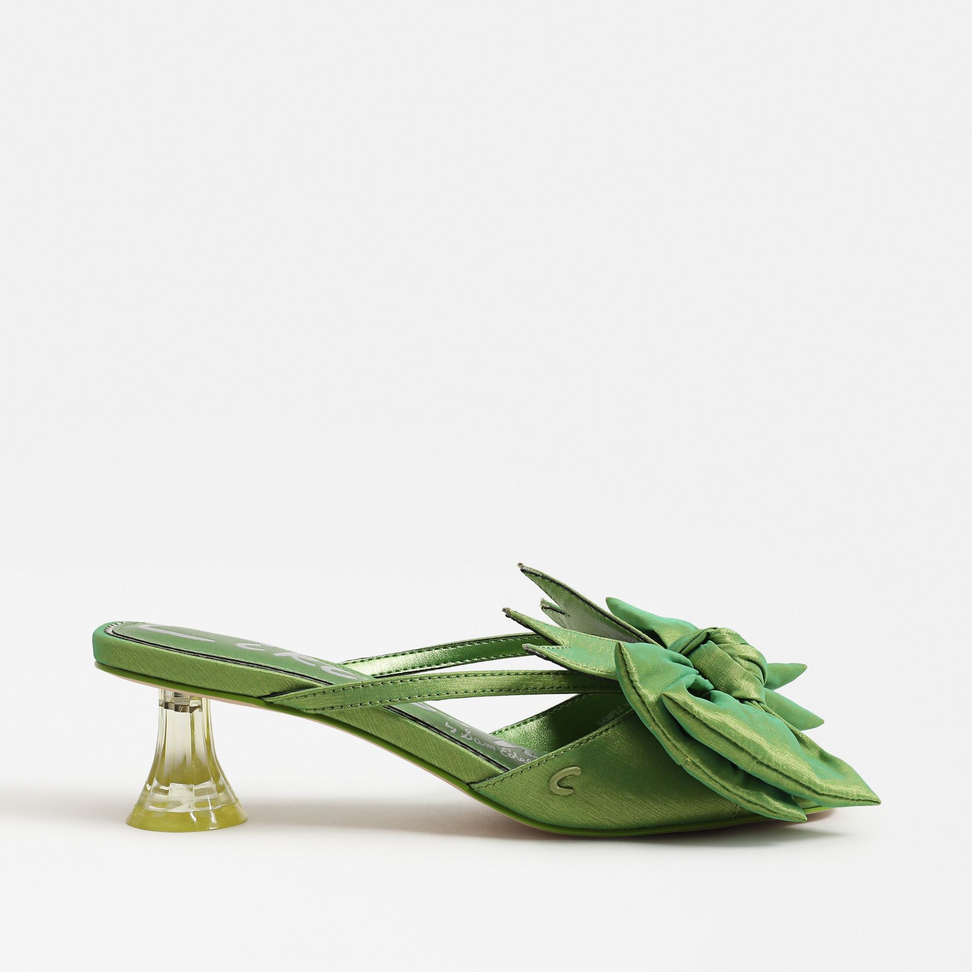 The Natalina kitten heel mule in key lime green
