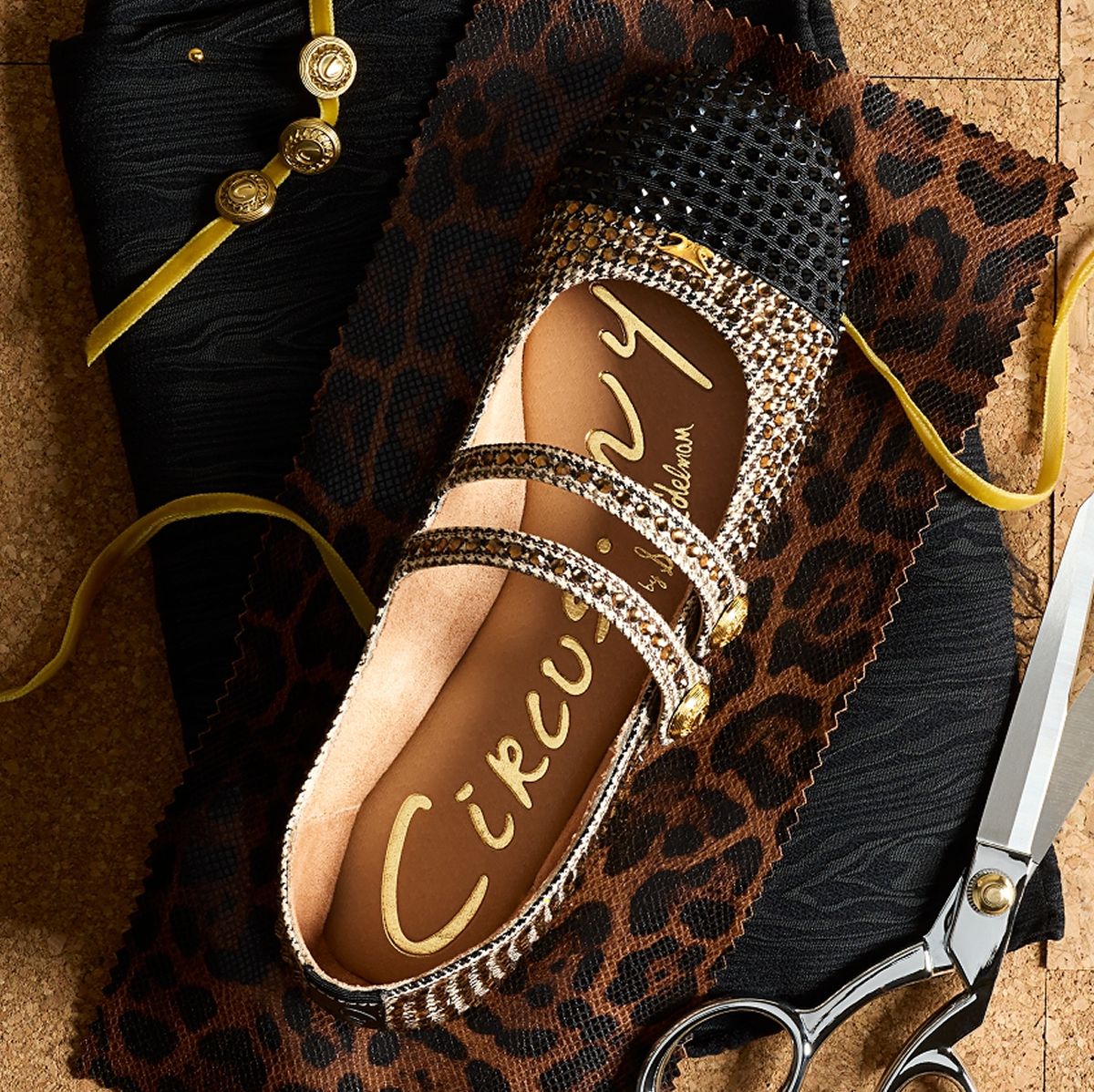Zoey Cap Toe Mary Jane with all-over crystals and a contrast cap toe on a designer workboard.