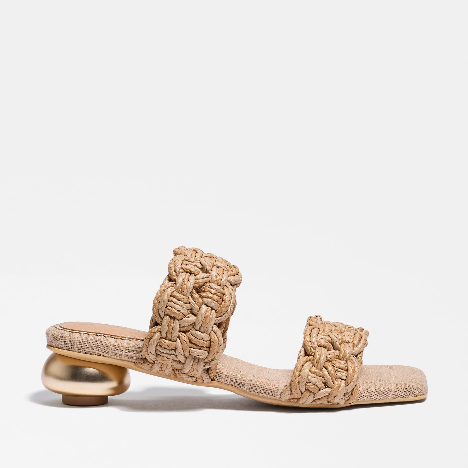 Circus NY Clover Slide Sandal in Light Golden Faux Raffia