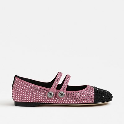 靴 Cherry-Patterned Mary Jane Flats Mary Jane Flats - Cherry Blossom by Jambu | Woman Within